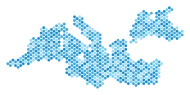 Mavi noktalı Akdeniz harita