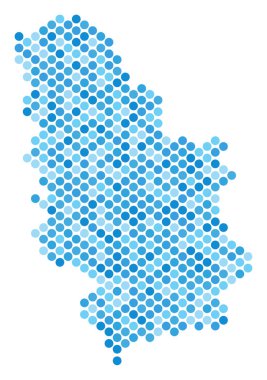 Mavi noktalı Sırbistan harita