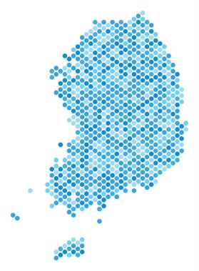 Mavi noktalı Güney Kore Haritası