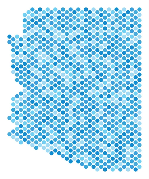 Mapa del estado de Arizona con puntos azules — Vector de stock