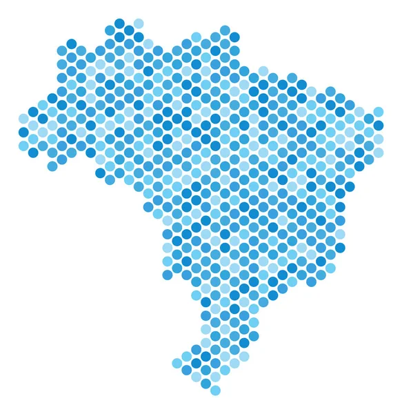 Mavi noktalı Brezilya harita — Stok Vektör