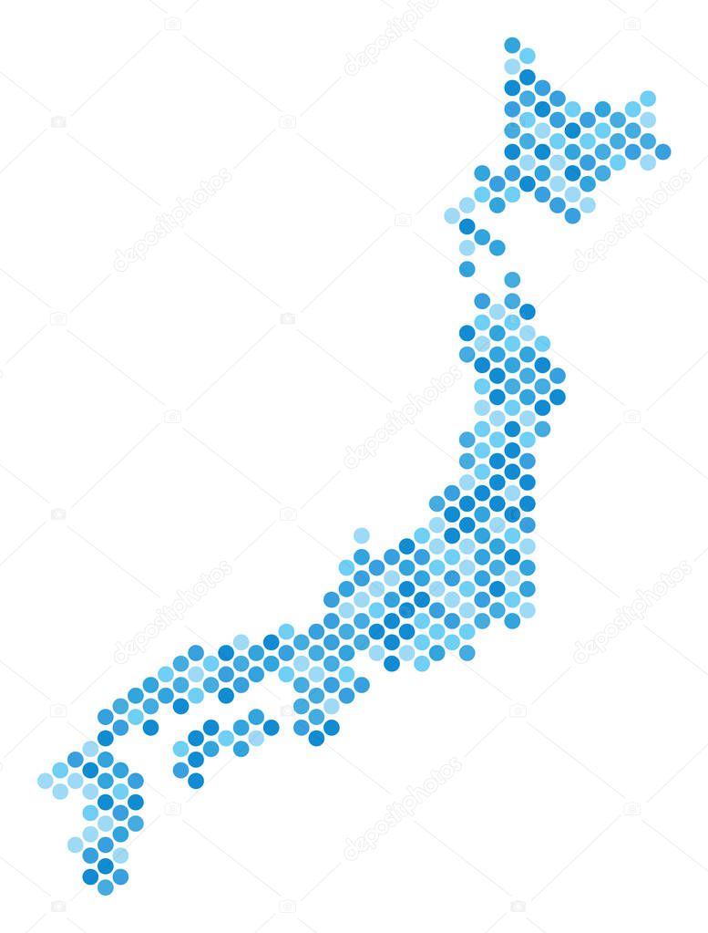 Blue Dotted Japan Map