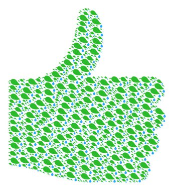 Baş parmak şekli, doğal yaprak ile damla simgeleri