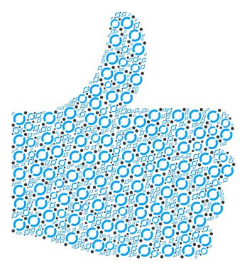 Baş parmak mozaik düğüm bağlantı simgeleri