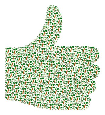 Baş parmak kolaj bitki ağaç simgeleri