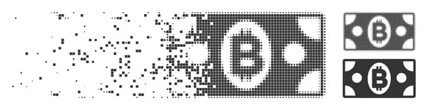 Bitcoin Cash Billet Désintégration Pixel Icon — Image vectorielle