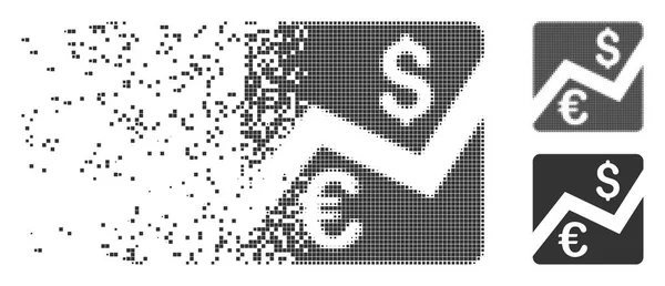 Euro-Devisenmarkt geschreddert Pixel-Symbol — Stockvektor