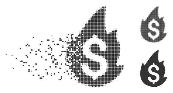 Desastre de fogo Shredded Pixel Icon — Vetor de Stock