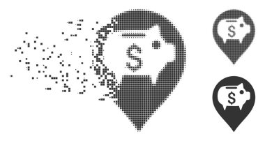 Pixel simgesi dağılmakta kumbara işaretçi