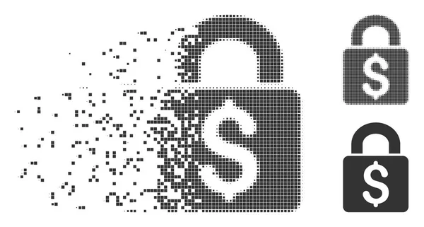 Pay Lock Shredded Pixel Icon — Stock Vector