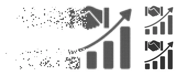 Диаграмма роста рук с трещинами пиксельной полутоновой иконки — стоковый вектор