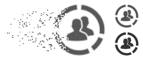 Demografie Diagram gebroken Pixel Halftone pictogram — Stockvector