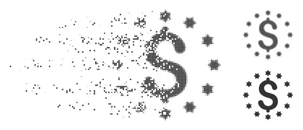 Dollar dissous Pixel demi-teinte icône — Image vectorielle