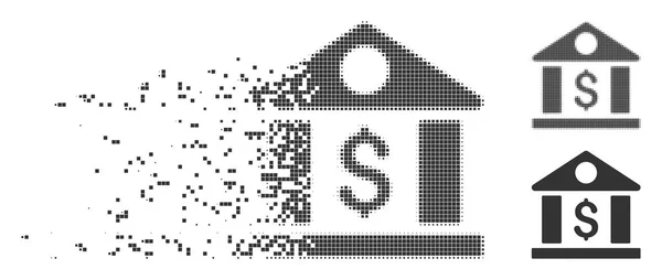 Dollar Bank Destructed Pixel Halftone Icon — Stock Vector