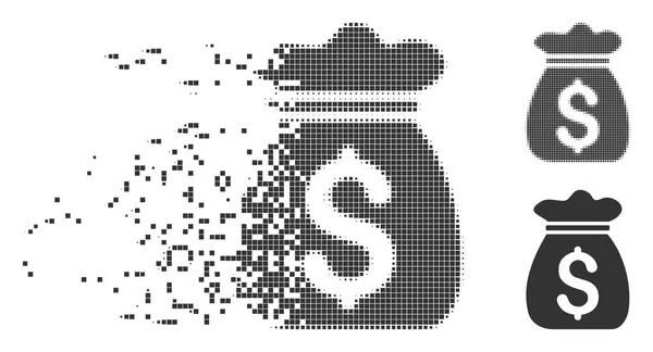 Pictogram van de Halftone van versnipperd pixels van de zak van geld — Stockvector