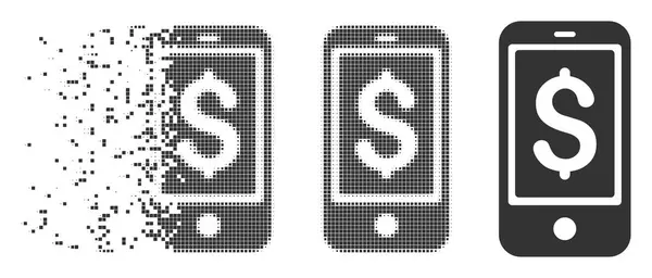 Mobiele evenwicht ontleed Pixel Halftone pictogram — Stockvector