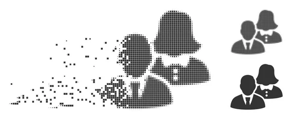 Люди, растворяющие икону Pixel Halftone — стоковый вектор