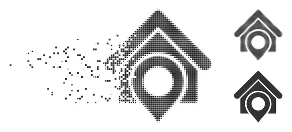 Reality-Standort bewegt Pixel-Halbton-Symbol — Stockvektor