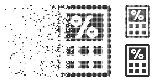 Calculator fiscal Fracturat Pixel Halftone Icon — Vector de stoc