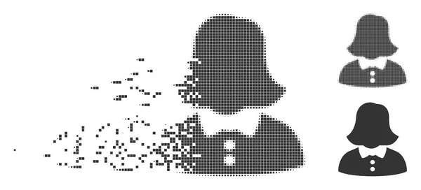 Икона "Женщина, разрушающая пиксельный полутон" — стоковый вектор