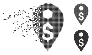 Doları harita işareti piksel noktalı resim simgesi çözünmüş