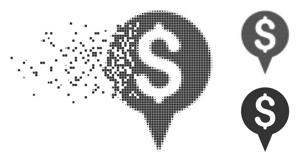 Geld kaartmarkering verwoest Pixel Halftone pictogram — Stockvector