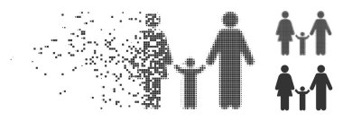Aile Çocuk piksel noktalı resim simgesi rendelenmiş