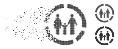 Aile diyagramı parçalanmış piksel noktalı resim simgesi
