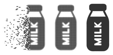 Süt şişesi rendelenmiş piksel noktalı resim simgesi