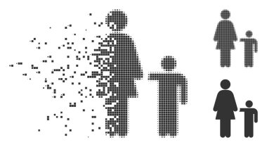 Anne Çocuk piksel noktalı resim simgesi parçalanmış