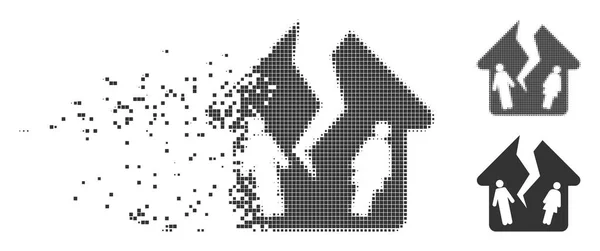Фрагментированная пиксельная икона "Дом развода" — стоковый вектор