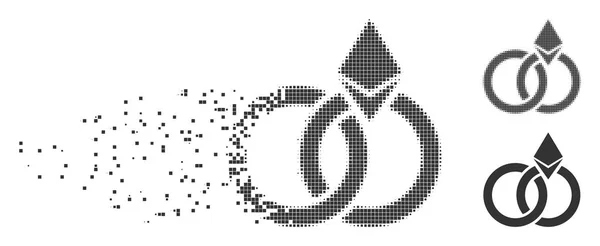 Ethereum Anéis de casamento dissolvido Pixel Halftone Ícone — Vetor de Stock