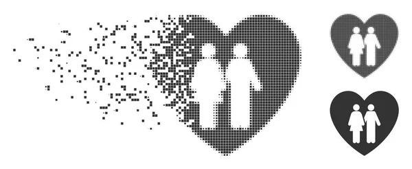Family Love Heart Fractured Pixel Halftone Icon — Stock Vector