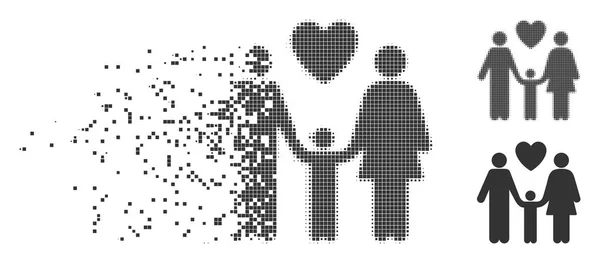 Family Love Disappearing Pixel Halftone Icon — Stock Vector
