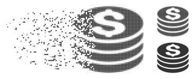 Hareketli piksel yarı ton Doları para yığını simgesi