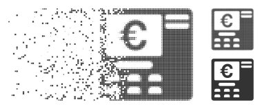 Rendelenmiş piksel yarı ton Euro Atm simgesi