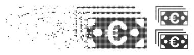 Kaybolan piksel yarı ton Euro banknot simgesi