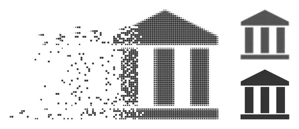 Распад Pixel Halftone Bank Building Icon — стоковый вектор