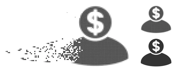 Fragmentované Pixel polotónů bankéř ikona — Stockový vektor