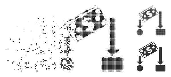 Ícone de fluxo de caixa de meio-tom de pixel dissipado — Vetor de Stock