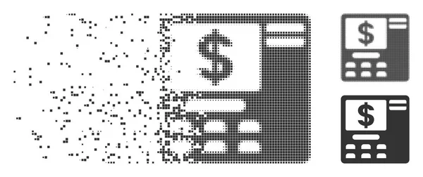 Pixel quebrado Halftone Dollar Ícone ATM — Vetor de Stock