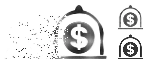 Pixel Fragmentado Halftone Dollar Icono estándar — Vector de stock