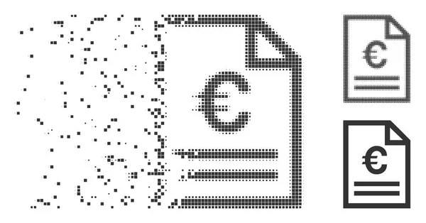 Rozptýlí Pixel polotónů Euro faktury stránky ikonu — Stockový vektor
