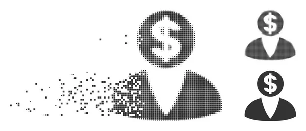 Pixel triturado Halftone Financier Icono — Archivo Imágenes Vectoriales