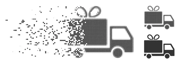 Decomposed Pixel Halftone Gift Delivery Icon