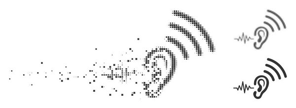 Dissolving Pixel Halftone Listen and Transmit Icon
