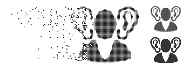 Pixel fragmenté Halftone Listener Icon — Image vectorielle