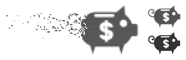 Ontbinding van de Pixel Halftone Piggy Bank pictogram — Stockvector