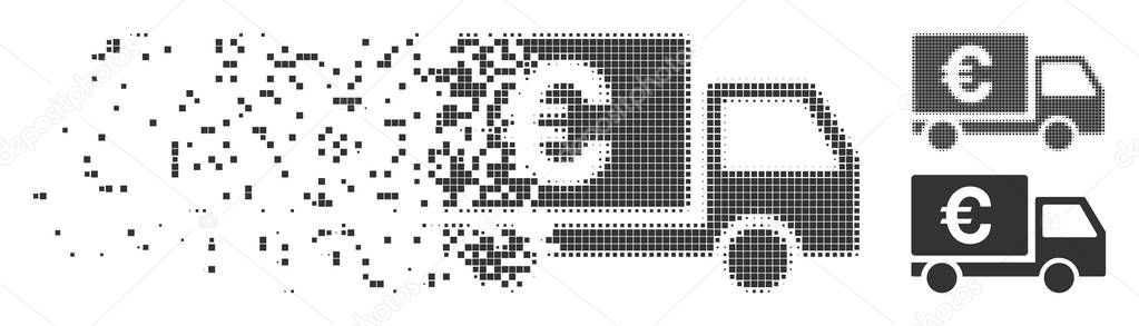 Dissolved Pixel Halftone Euro Shipment Icon