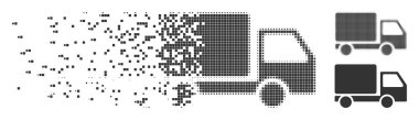 Teslimat kamyonu parçalanmış piksel noktalı resim simgesi